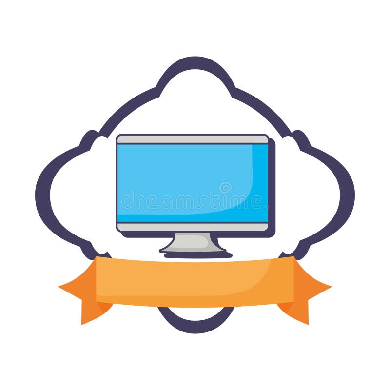 Computer monitor screen blank wireless stock illustration