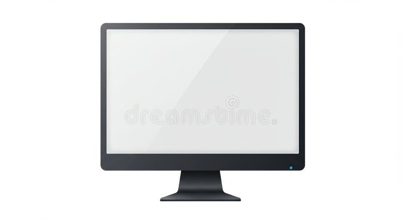 A computer monitor with a wide, flat screen and a black frame. It has a rectangular stock illustration