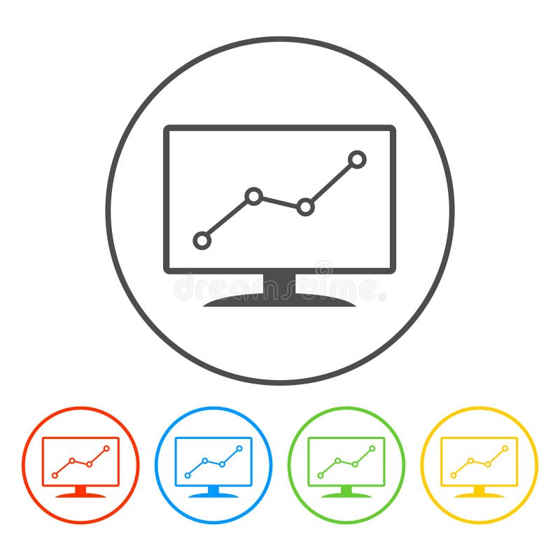 Computer monitors with different graphs stock illustration