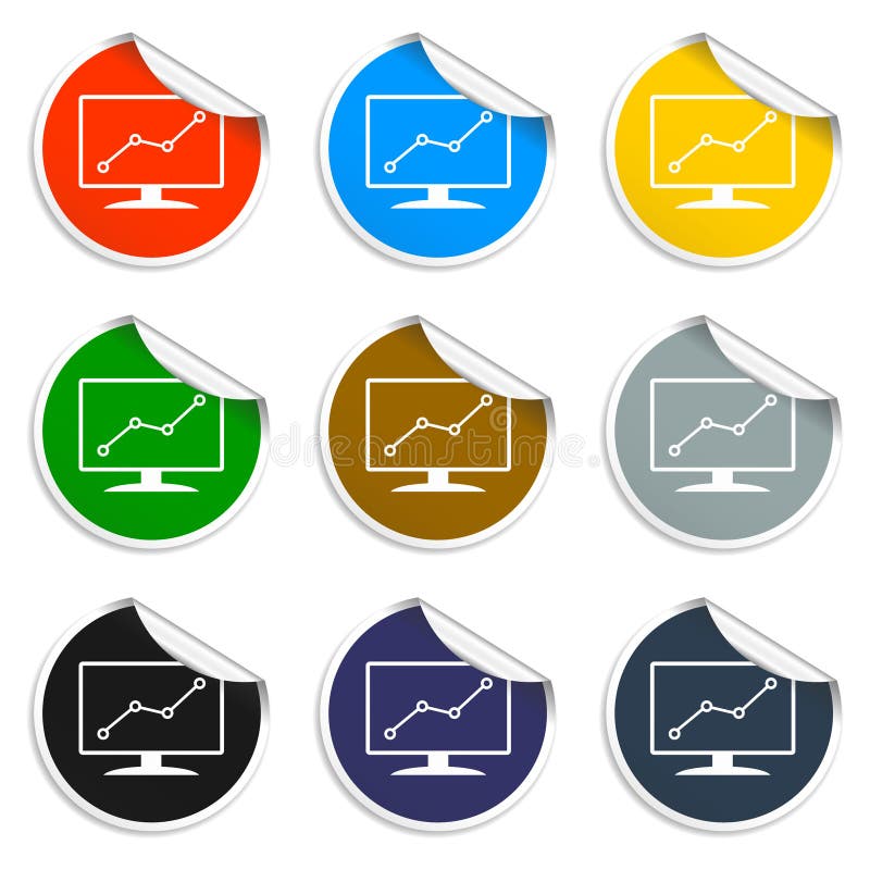 Computer monitors with different graphs stock illustration