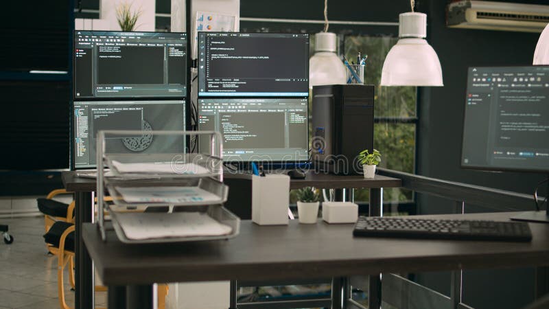 Computer Monitors Showing Parsing Code In Empty It Agency Office Stock lerne-dich-kennen-geschafft-sofa-disable-monitor-mac-opfern-kieselstein