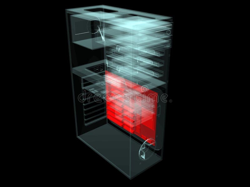 Computer with motherboard displayed