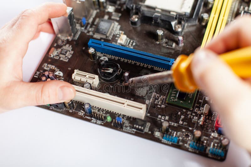 University Taxpayer deepen Computer Motherboard Repair. Stock Photo - Image of fixing, screwdriver:  174787542