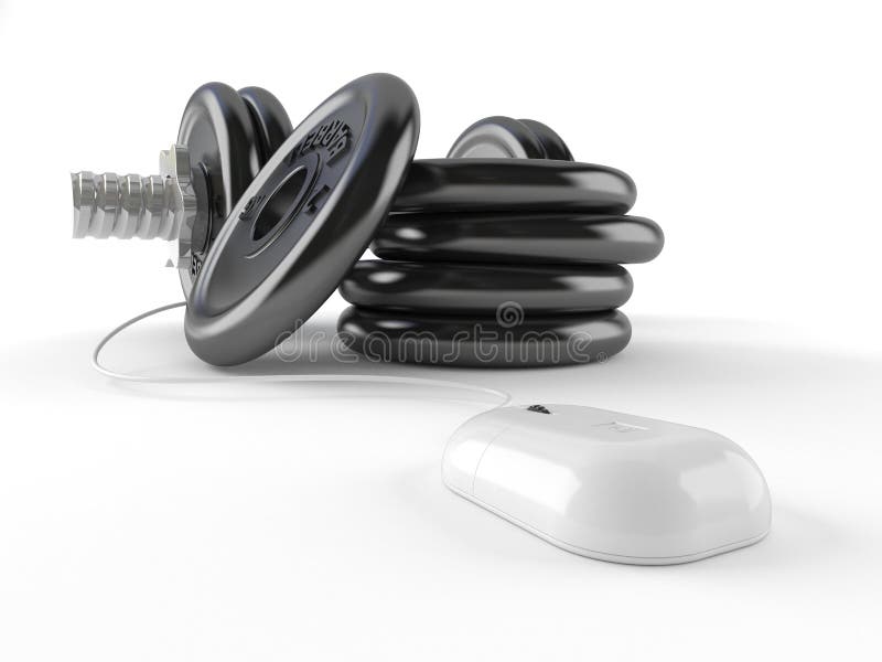 Computer mouse with dumbell vector illustration