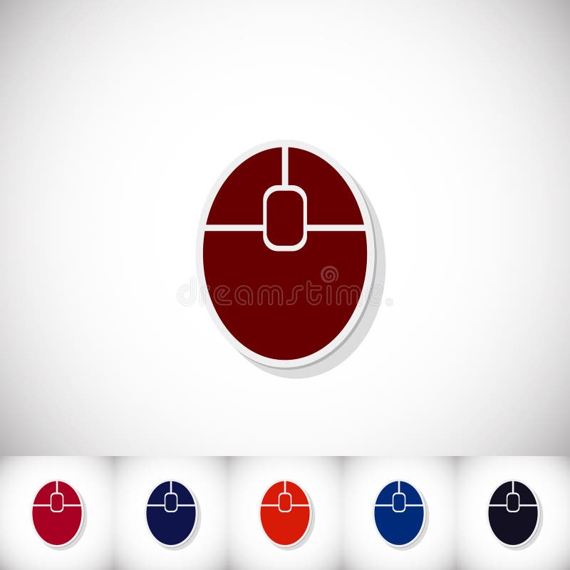 Computer Mouse. Flat Sticker with Shadow on White Background Stock