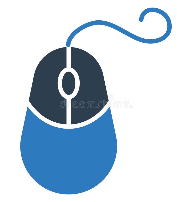 Computer Mouse Isolated Vector with Line and Fill Icon stock illustration