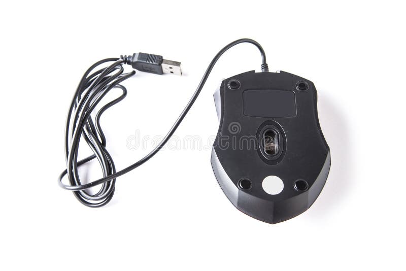 Computer Mouse with USB Cable Connection on the White Background Stock