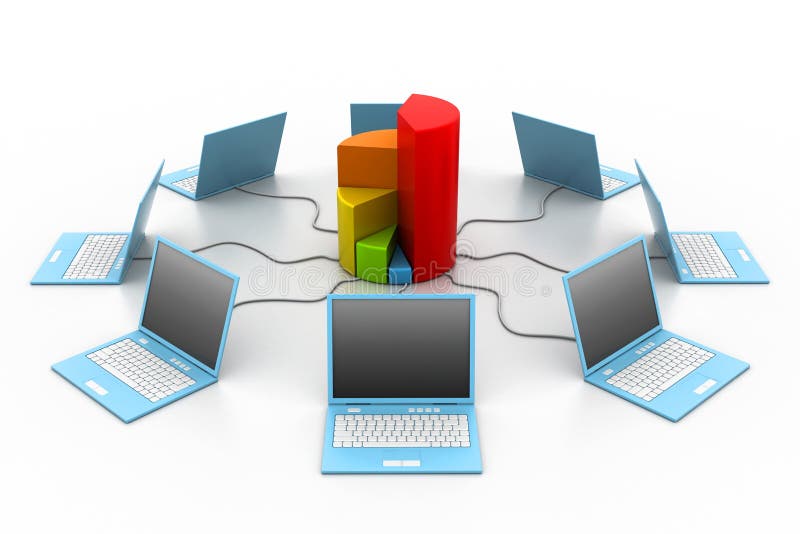 3d illustration of Computer network in business graph