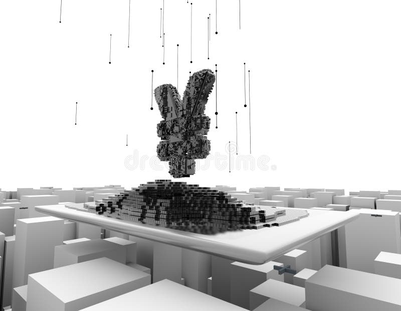 Computer Network Digital Technology, Financial Data Transmission, RMB, Internet Finance vector illustration