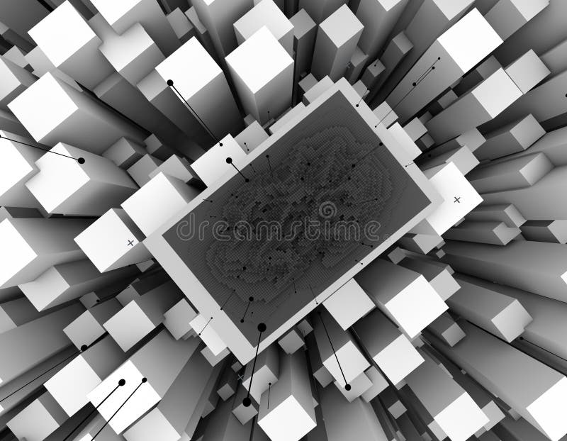 Computer network digital technology, intelligent network and digital analysis, big data transmission and storage stock illustration