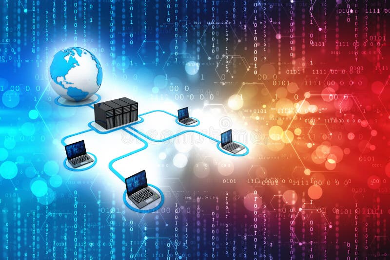 Computer Network isolated in technology background. Network Connection, Internet background. 3d render stock illustration