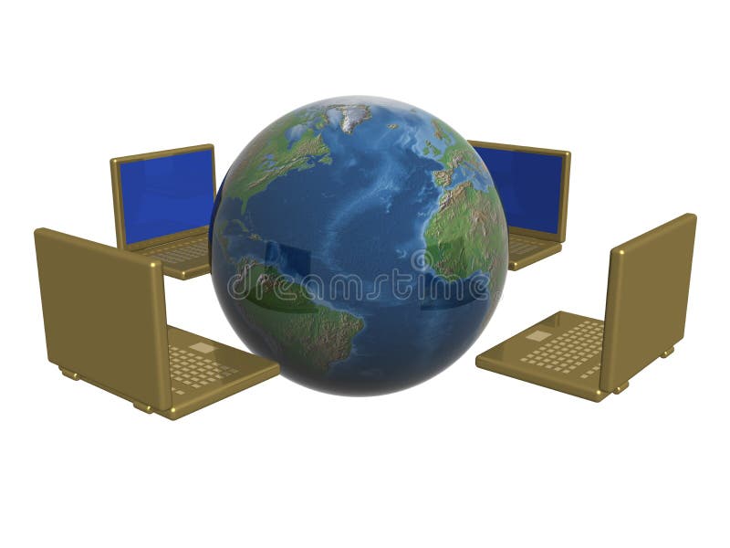 Computer network from laptops stock illustration