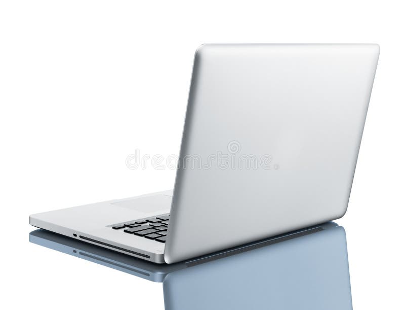 Computer notebook. Laptop computer against white background with reflection Computer notebook. Laptop computer against white background with reflection