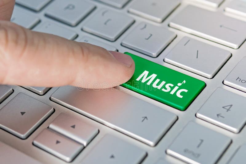 Computer notebook keyboard with Music key stock image