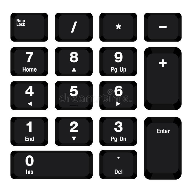 Computer Numeric Keyboard, Black Color Design On White Background