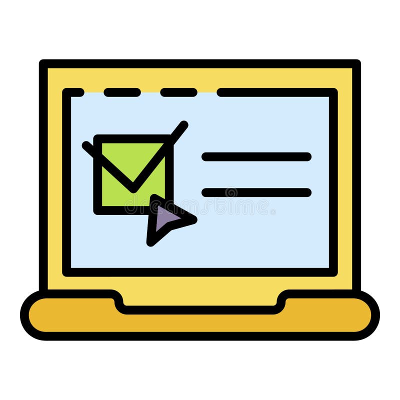 Computer online voting icon color outline vector royalty free illustration
