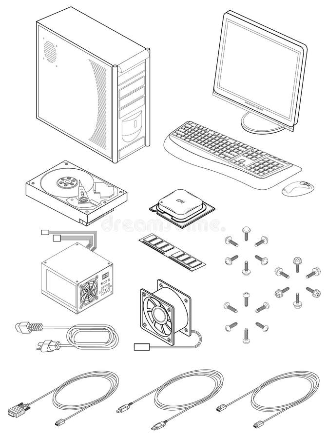 Computer Parts And Accessories Stock Vector Illustration Of Computer Computer Parts And Accessories Stock Vector Illustration Of Computer