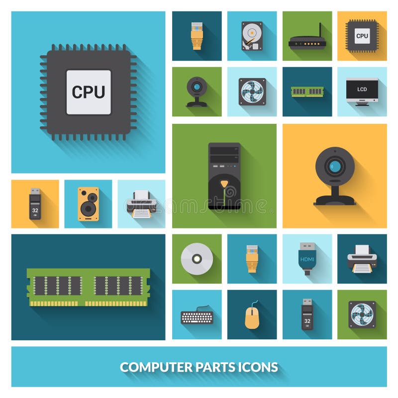 Computer accessories pc equipment Royalty Free Vector Image