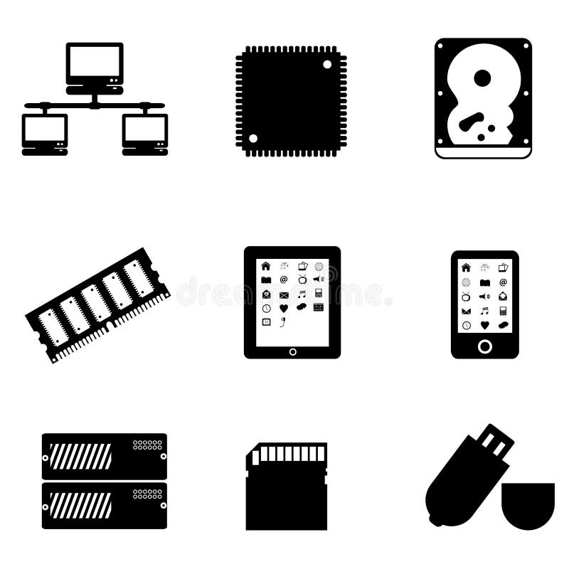 Computer parts and devices royalty free illustration