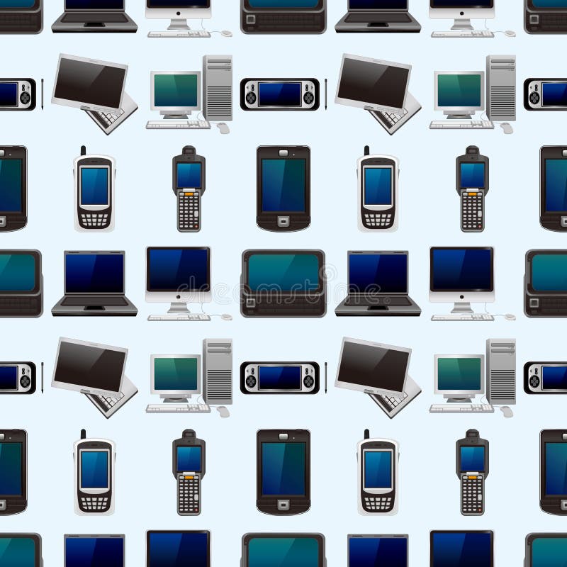 Computer and phone set seamless pattern