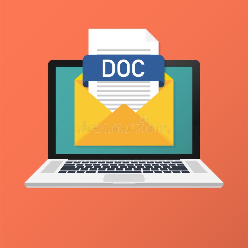 Computer portatile con la busta e l'archivio del documento Taccuino ed email con il documento del documento dell'allegato dell'ar royalty illustrazione gratis Computer portatile con la busta e l'archivio del documento Taccuino ed email con il documento del documento dell'allegato dell'ar royalty illustrazione gratis