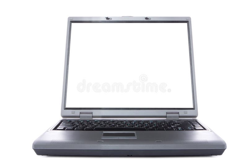 Computer portatile con lo schermo bianco fotografia stock Computer portatile con lo schermo bianco fotografia stock