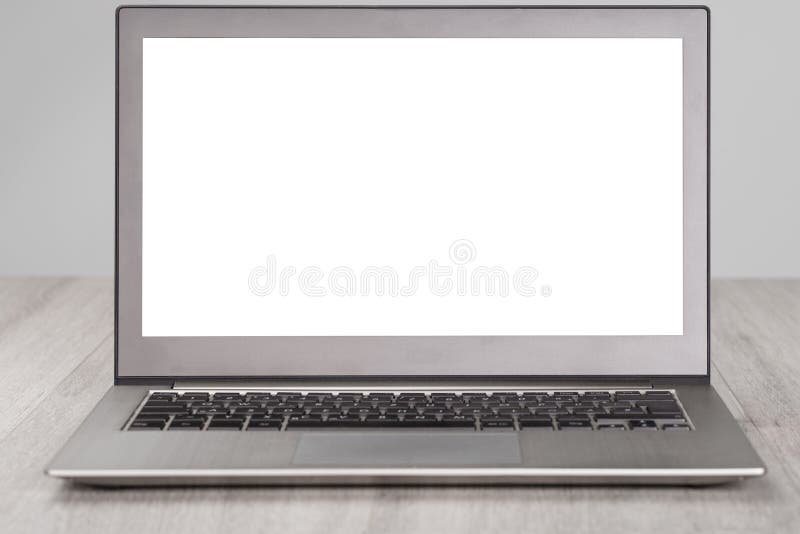 Computer portatile con lo schermo bianco in bianco fotografie stock