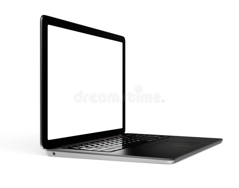 Computer portatile con lo schermo in bianco isolato su fondo grigio illustrazione di stock