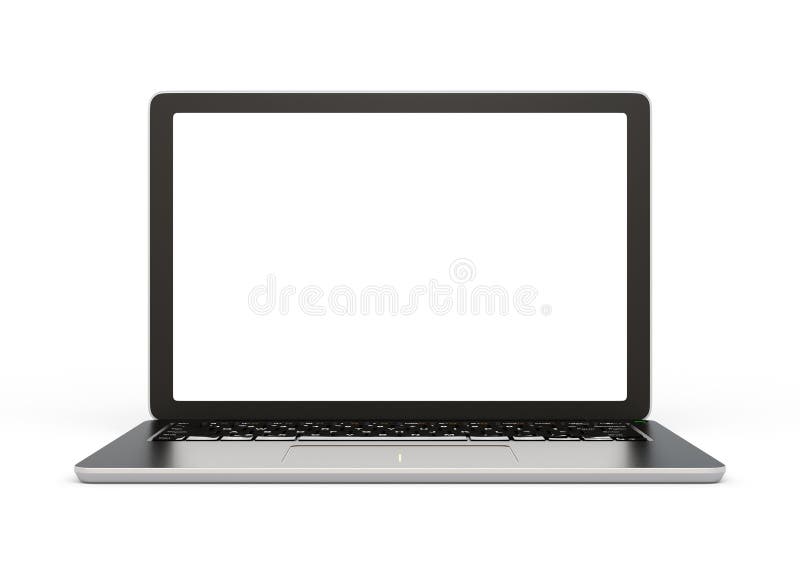 Computer portatile con lo schermo in bianco isolato su fondo grigio illustrazione di stock