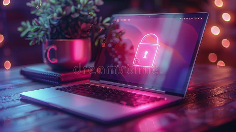 Computer portatile su tavolo di legno. Un computer portatile posto sopra una tavola di legno in una configurazione semplice e funzionale. prodotto a base di
