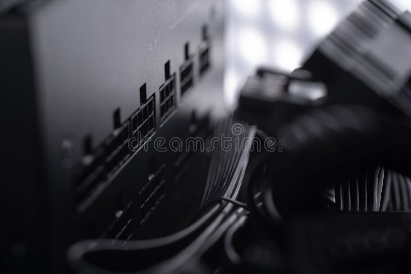 Computer Power Supply and Connection Cables Stock Photo Image of