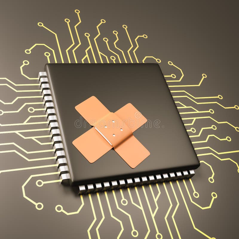 Computer Processor Bug Patch Concept stock illustration