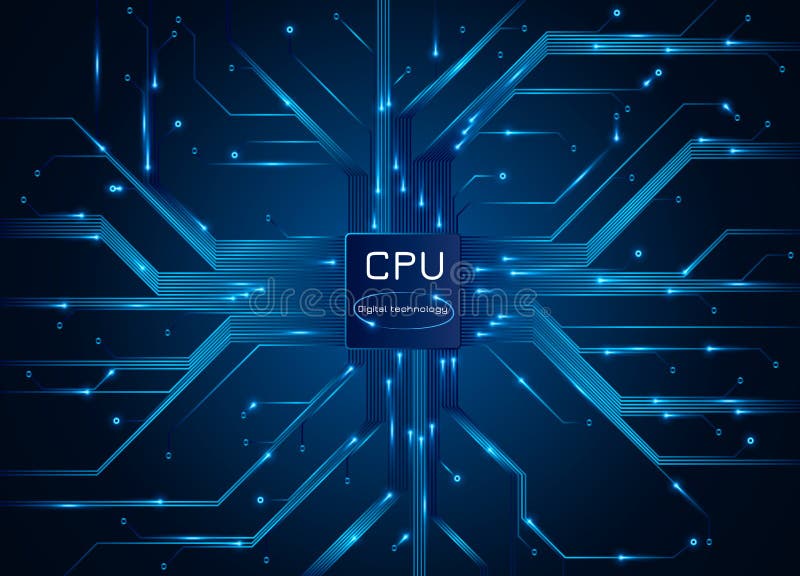 Computer processor. CPU chip electronic circuit board with processor. Vector illustration royalty free illustration
