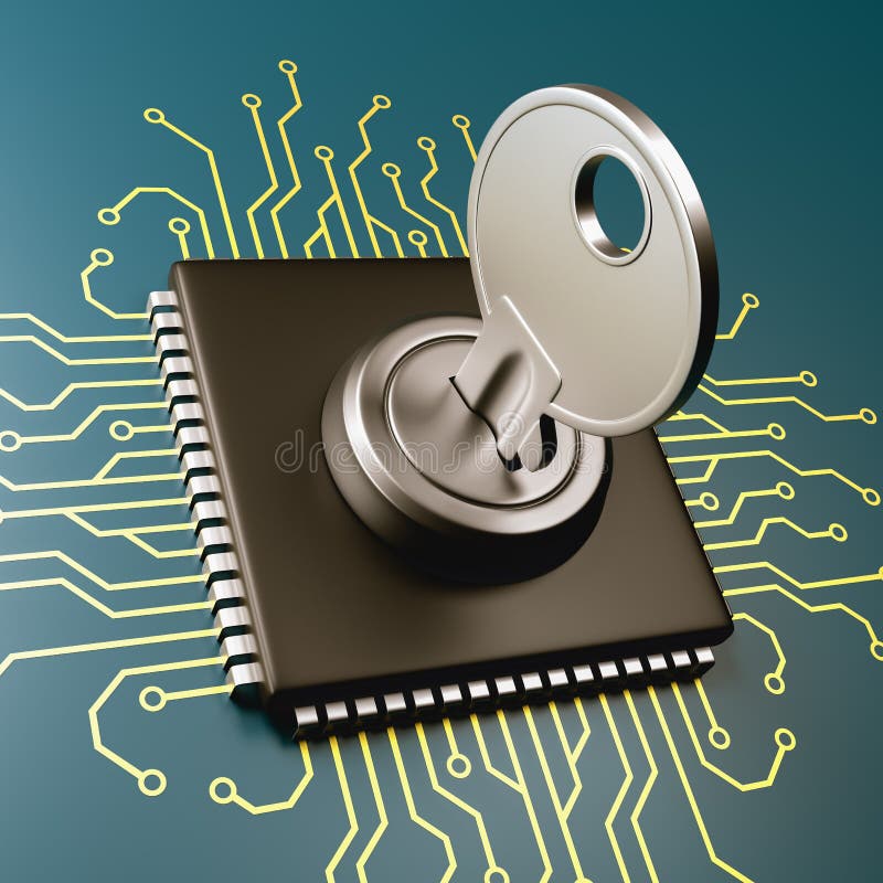 Computer Processor Security Concept stock illustration