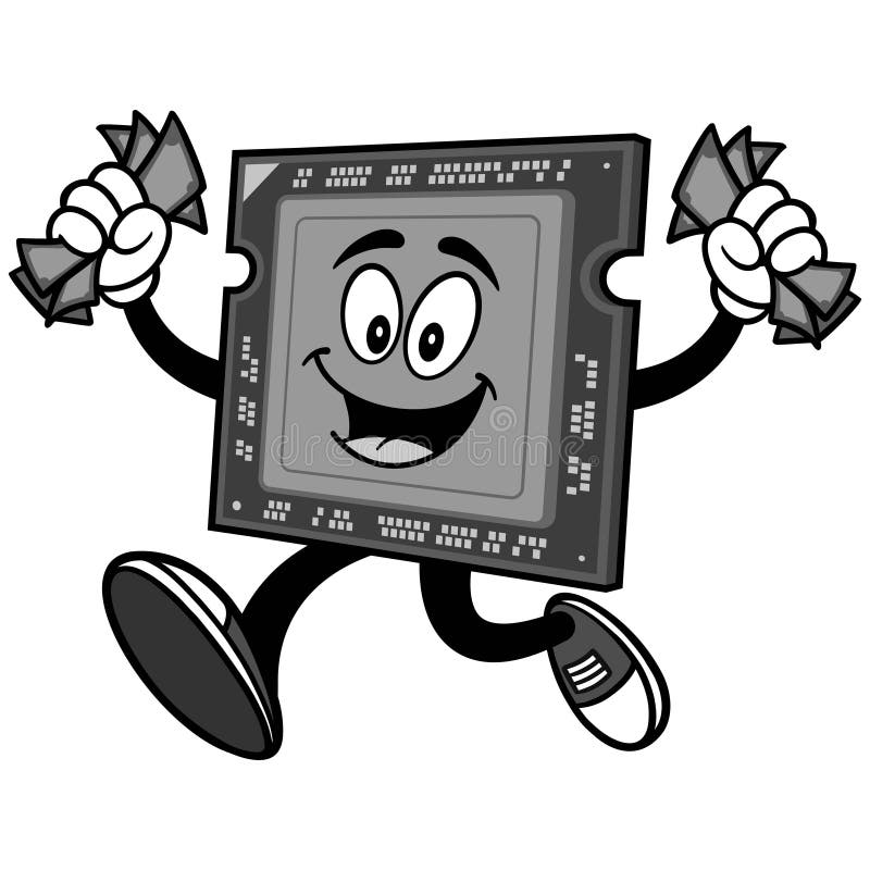 Computer Processor with Money Illustration stock illustration