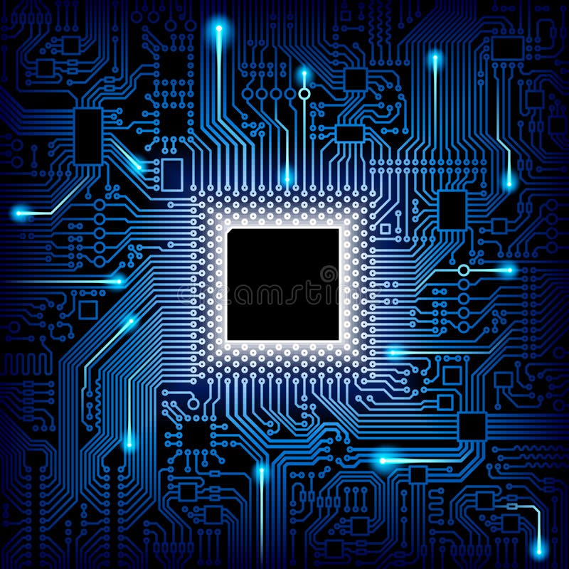 Computer processor and motherboard royalty free illustration