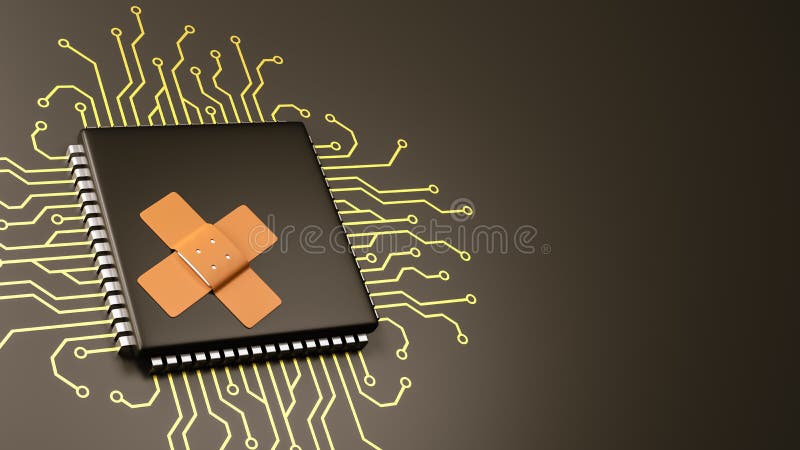 Computer Processor Bug Patch Concept stock illustration