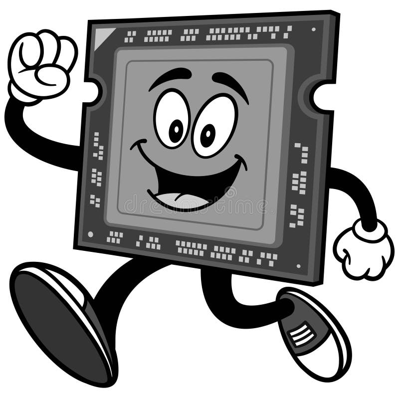 Computer Processor Running Illustration royalty free illustration