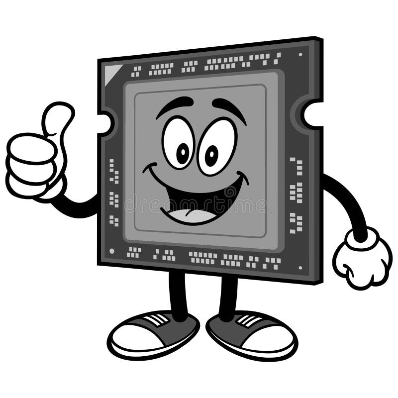 Computer Processor with Thumbs Up Illustration royalty free illustration