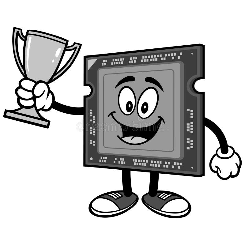 Computer Processor with Trophy Illustration stock illustration