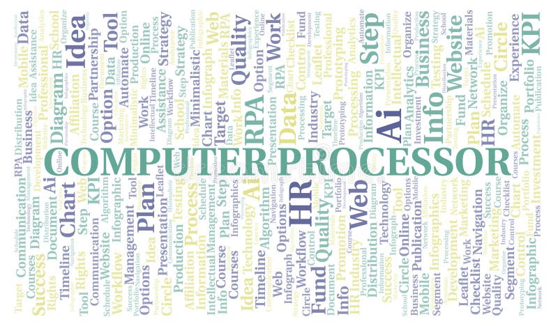 Computer Processor typography word cloud create with the text only. vector illustration