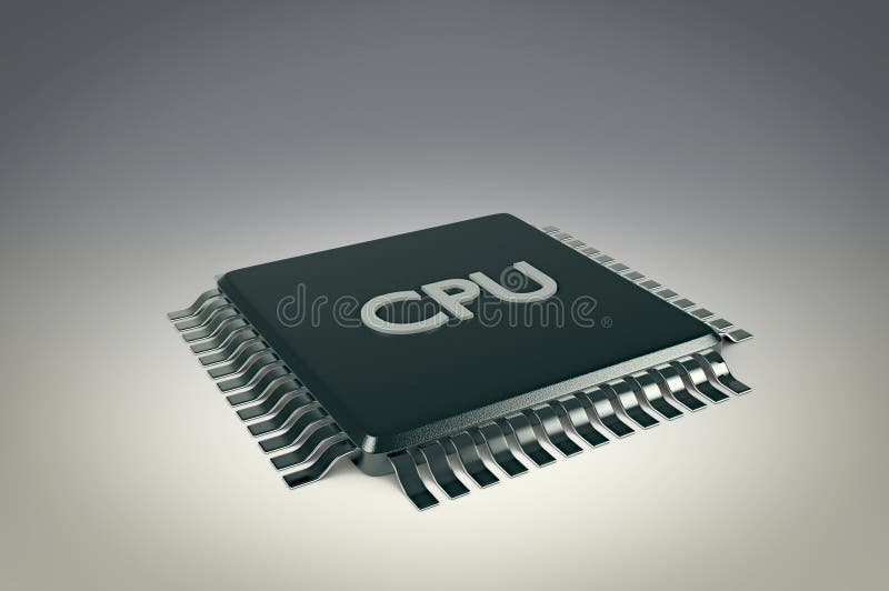 Computer processor unit on gray background stock illustration