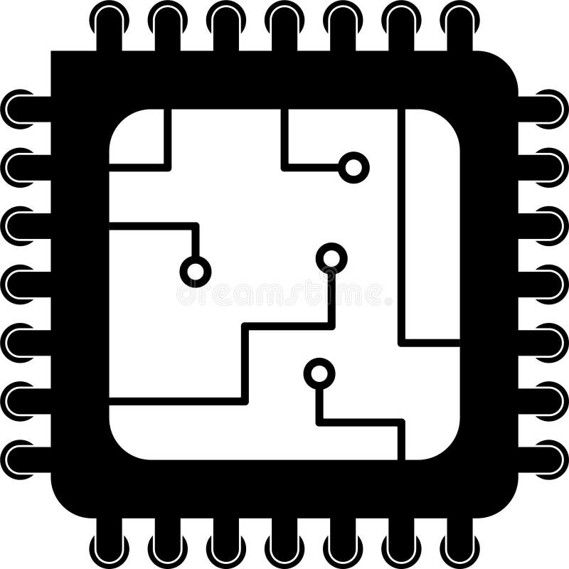 Computer Processor Vector Icon stock illustration