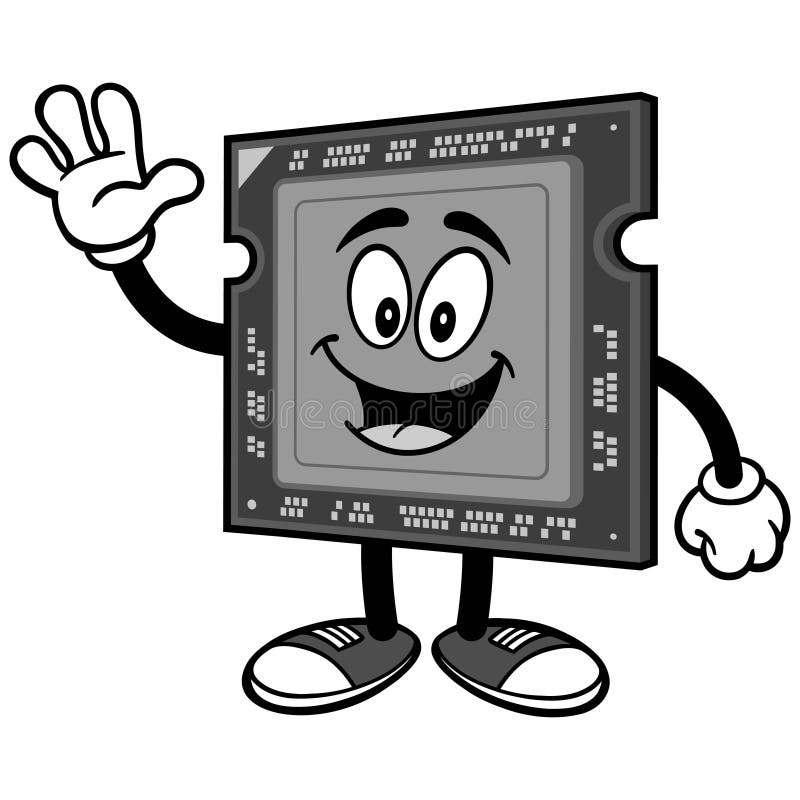 Computer Processor Waving Illustration royalty free illustration
