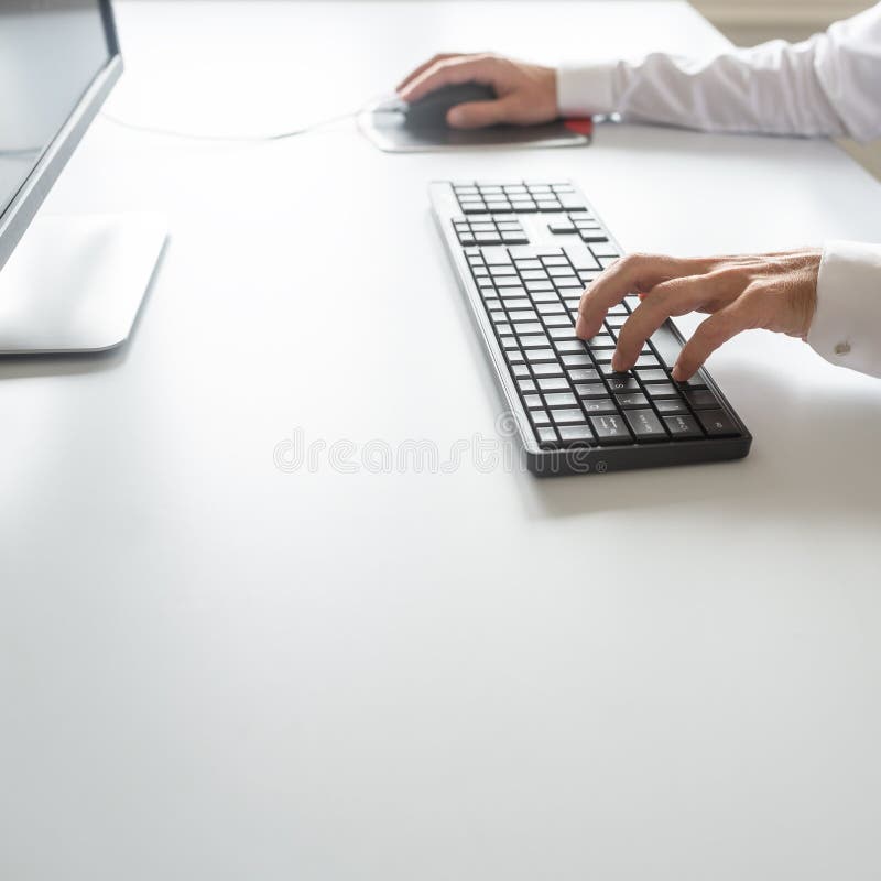 Computer programmer working using his office computer royalty free stock photo
