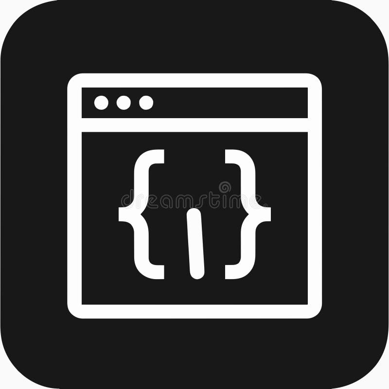 Vektor-Icon von Code-Klammern in einem Terminalfenster. Ideal für Softwareentwicklung, Programmier-Tutorials, Entwicklerwerkzeuge und Programmierkurse. Dies wurde von einer KI generiert.