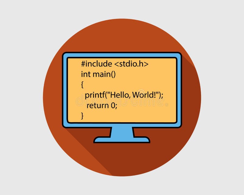 Computer Programming Language Colorful Button Icon. Hello World royalty free illustration
