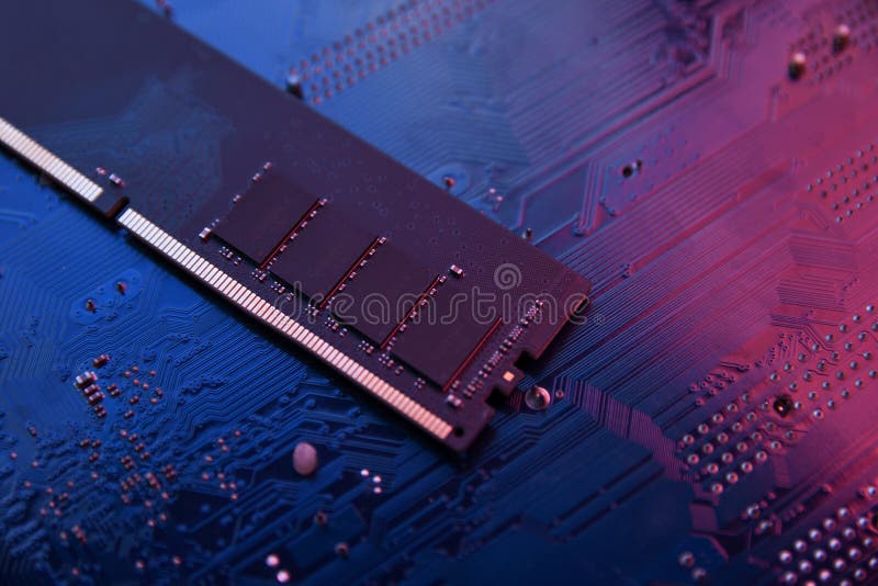 Computer Memory RAM on Motherboard Background . Close Up. System, Main  Memory, Random Access Memory, Onboard, Computer Detail. Stock Image - Image  of circuit, board: 178580109