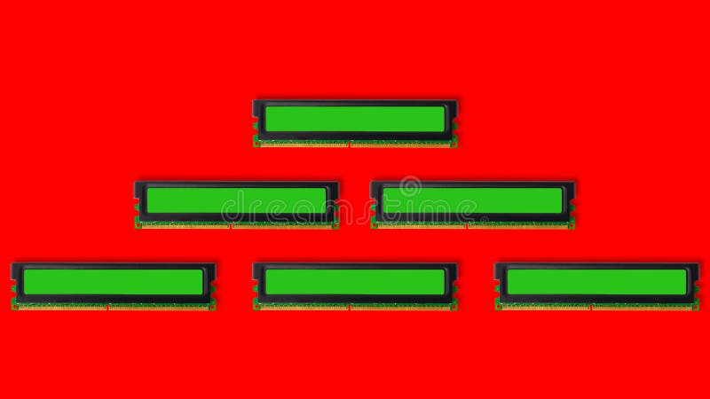 Computer RAM-random access memory modules lined with a pyramid on a red background royalty free stock images
