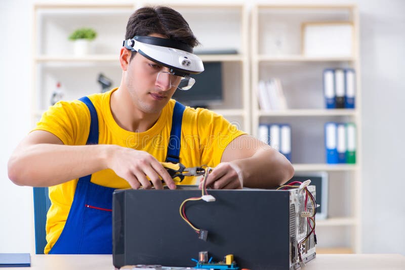 The Computer Repair Technician Repairing Hardware Stock Image Image